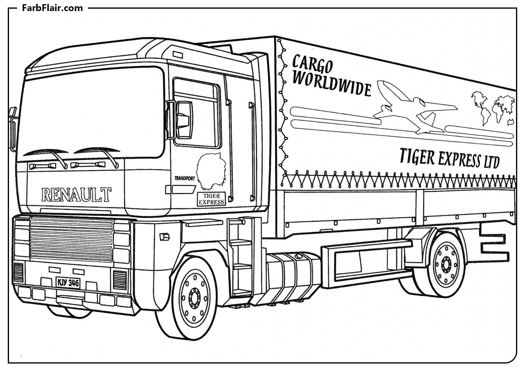 Ausmalbild Tiger Express Lkw Kostenloses