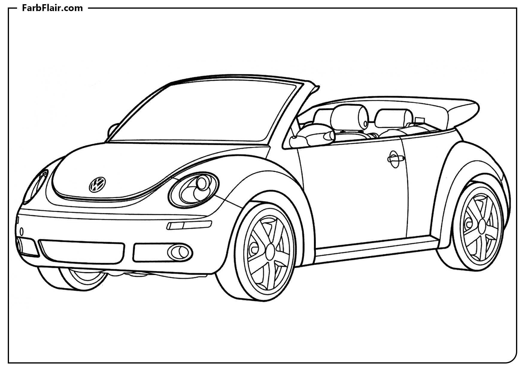 Ausmalbild Volkswagen New Beetle Kostenloses