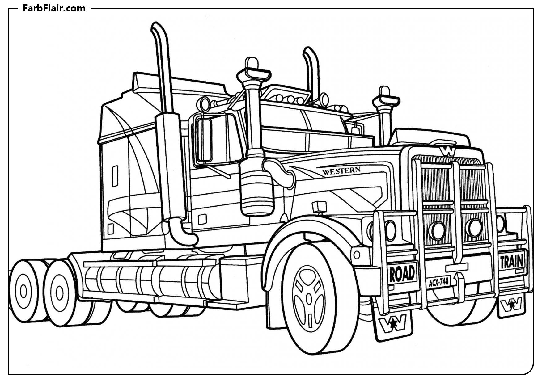 Ausmalbild Australischer Lkw Kostenloses