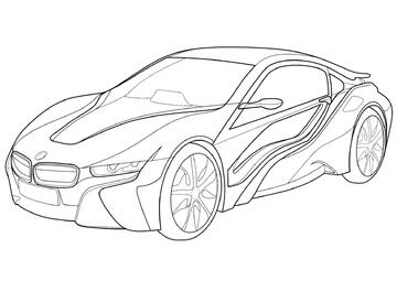 Ausmalbild BMW i8 Coupe