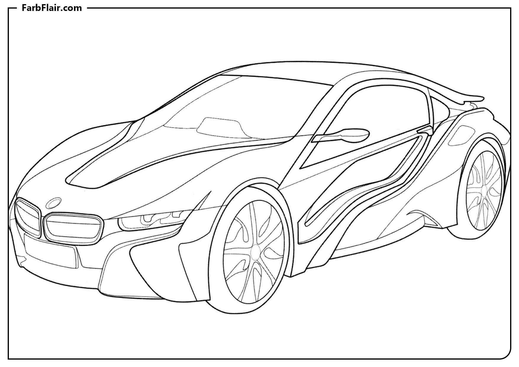 Ausmalbild BMW i8 Coupe Kostenloses