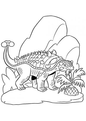 Ausmalbild Der Ankylosaurus frisst eine Palme