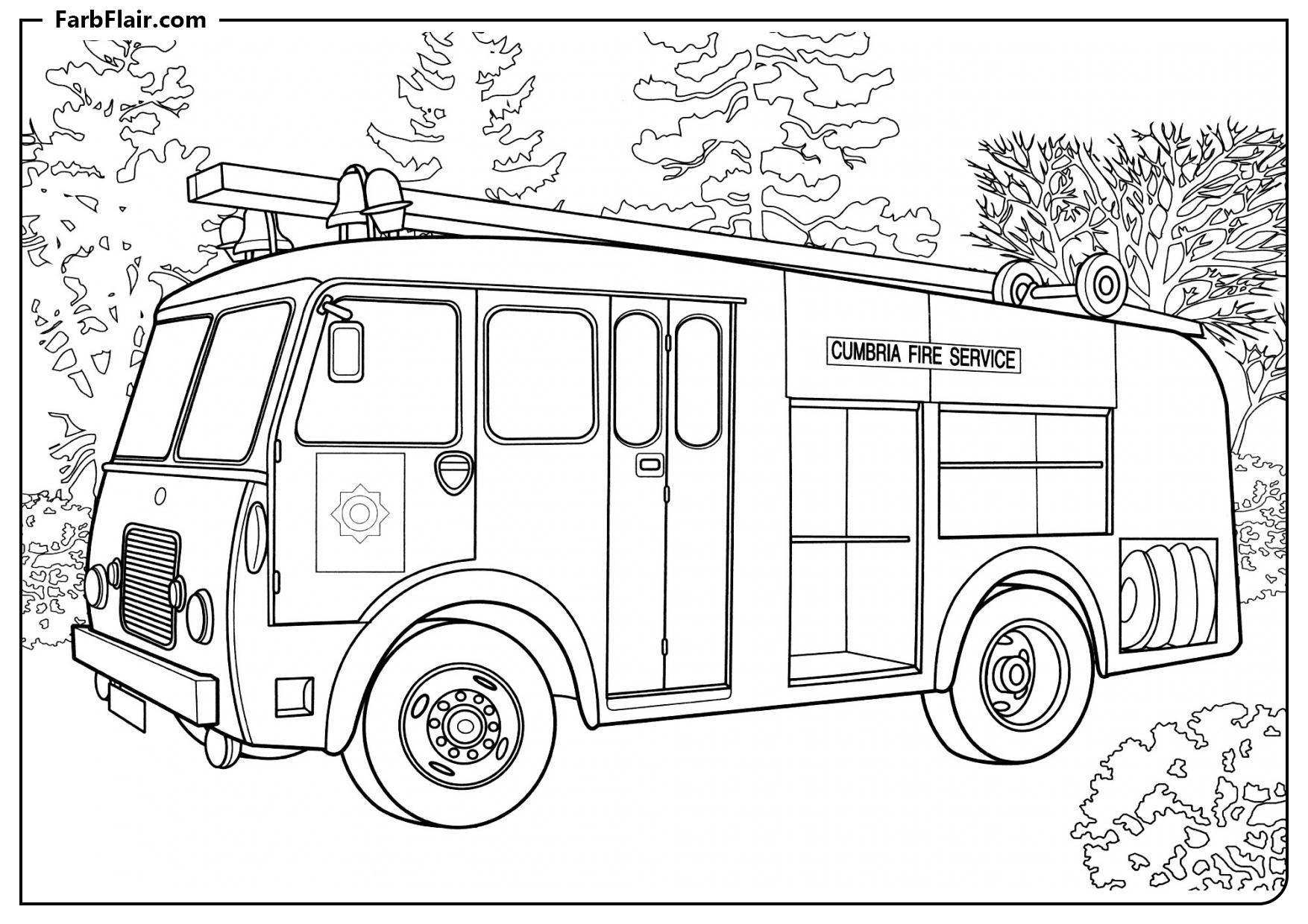 Ausmalbild Feuerwehrwagen Range Rover 1937 Kostenloses