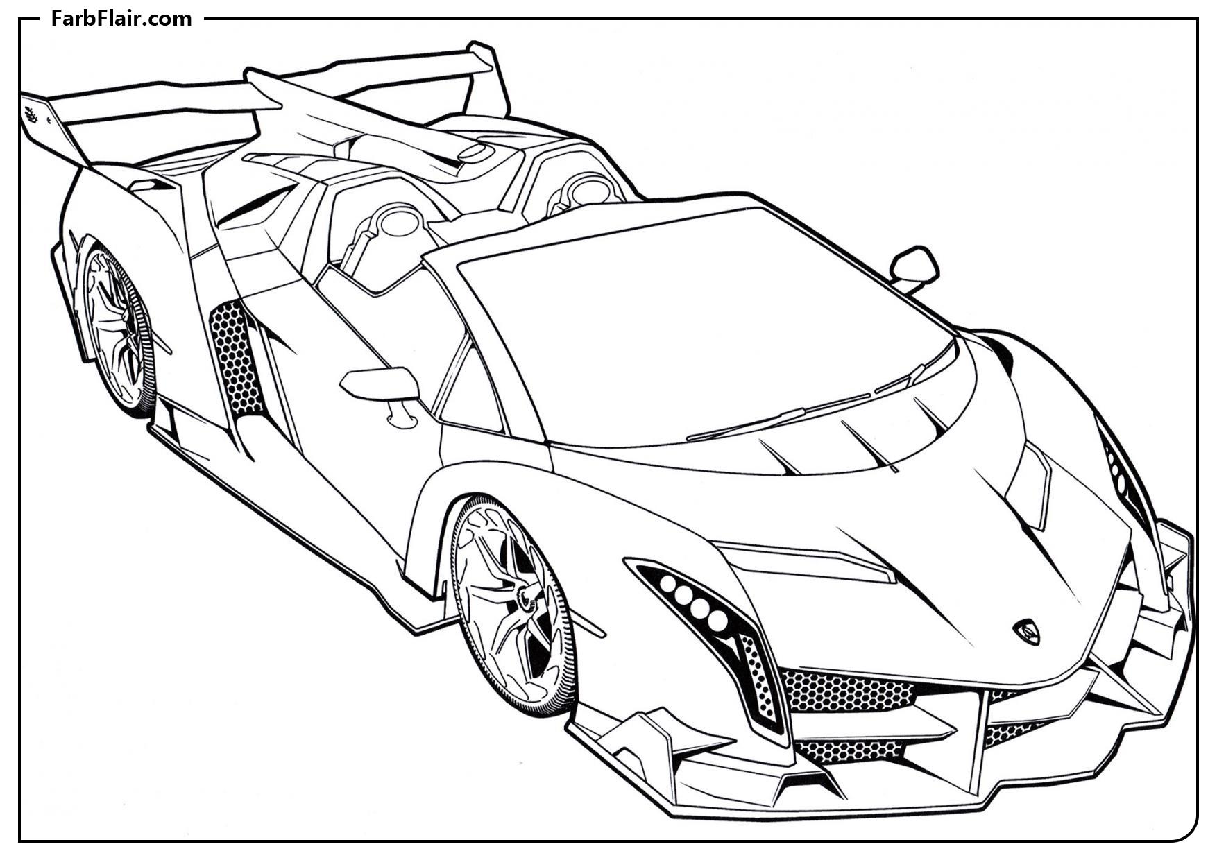 Ausmalbild Lamborghini Veneno Roadster Kostenloses