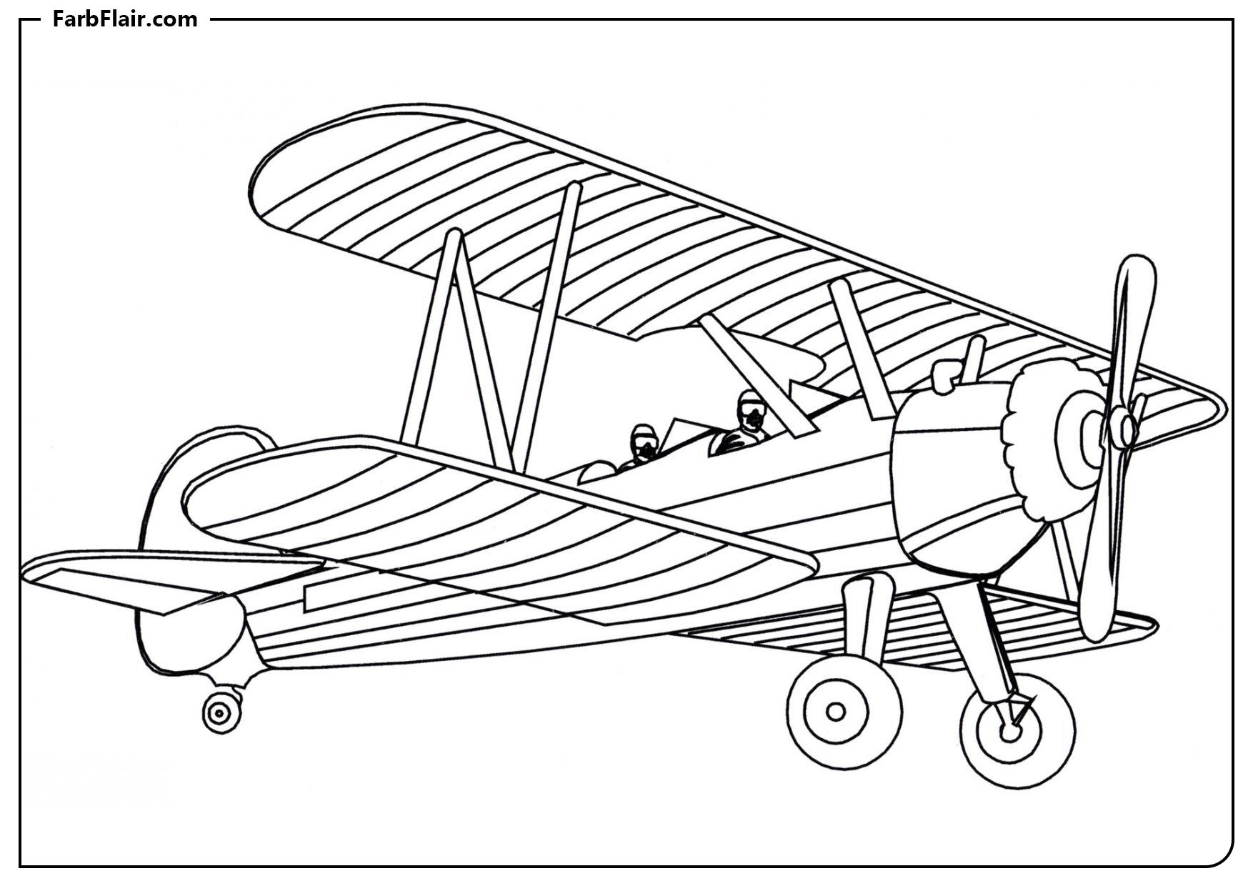 Ausmalbild Multifunktionales Doppeldeckerflugzeug Po-2 Kostenloses