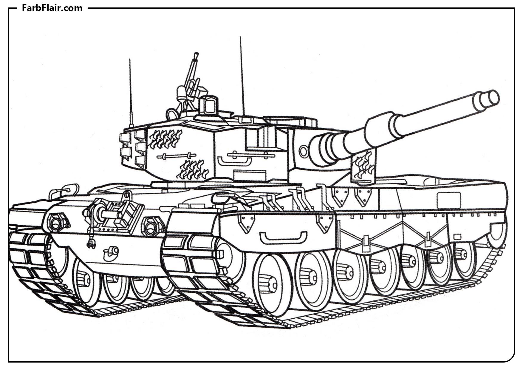 Ausmalbild Panzer Leopard 1 Kostenloses