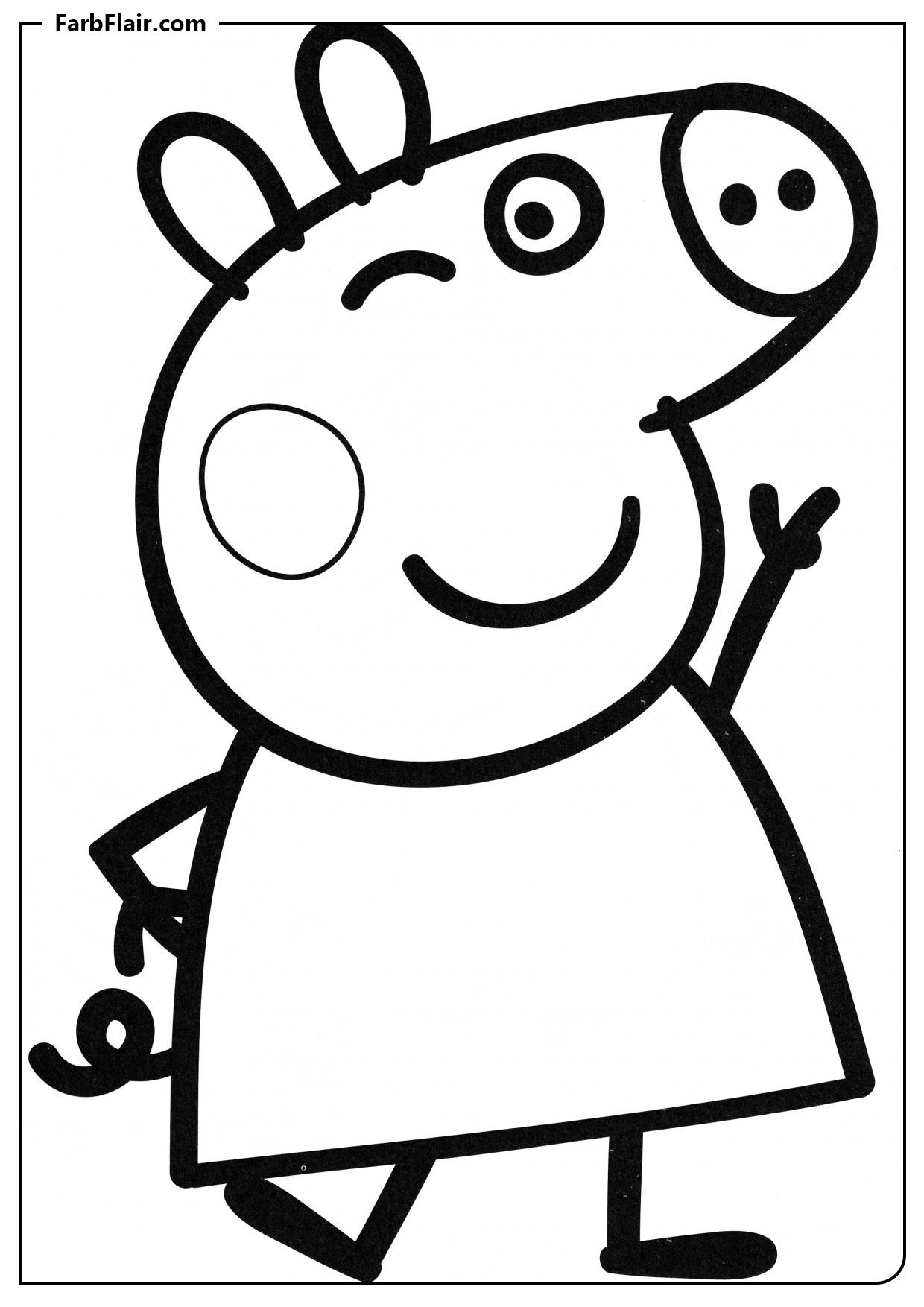 Ausmalbild Peppa Wutz zwinkert Kostenloses