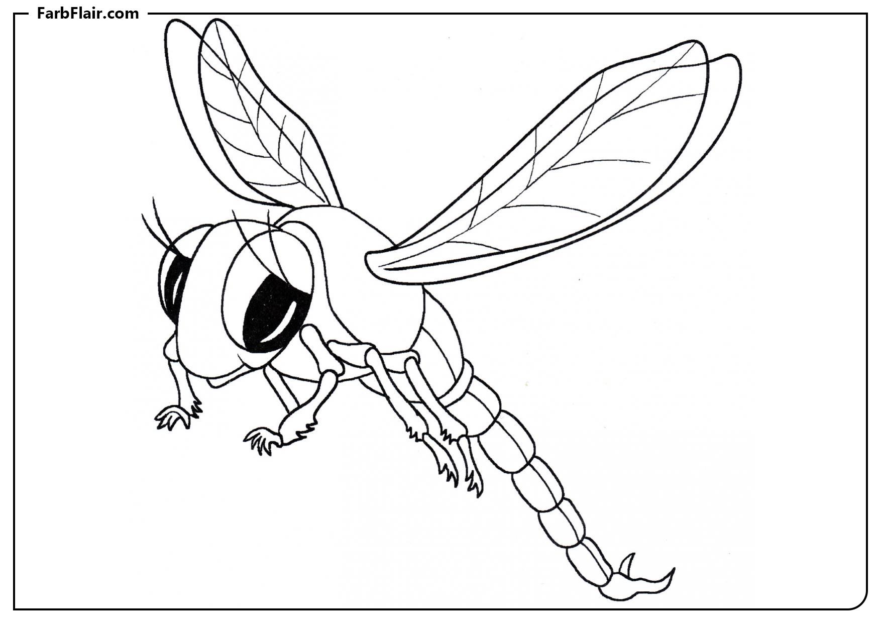 Ausmalbild Schöne Libelle Kostenloses