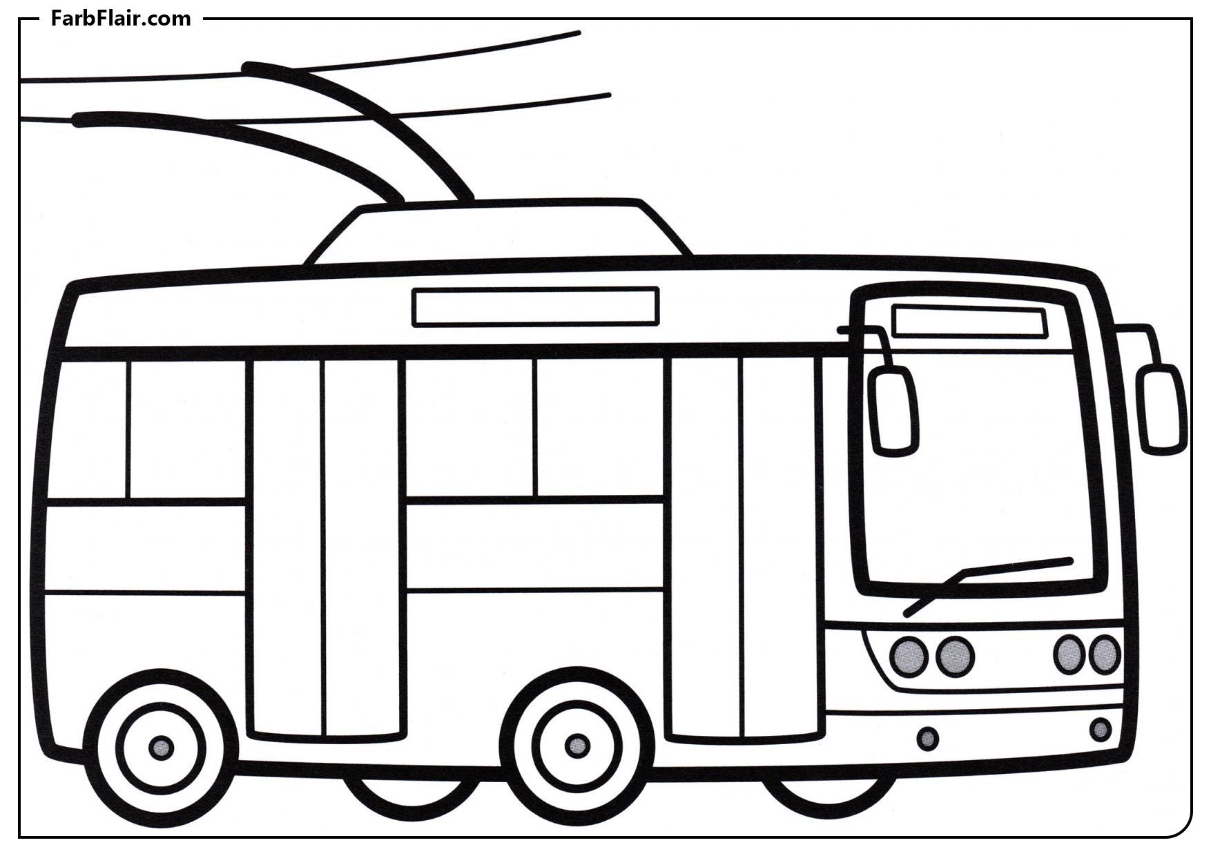 Ausmalbild Städtischer Trolleybus Kostenloses