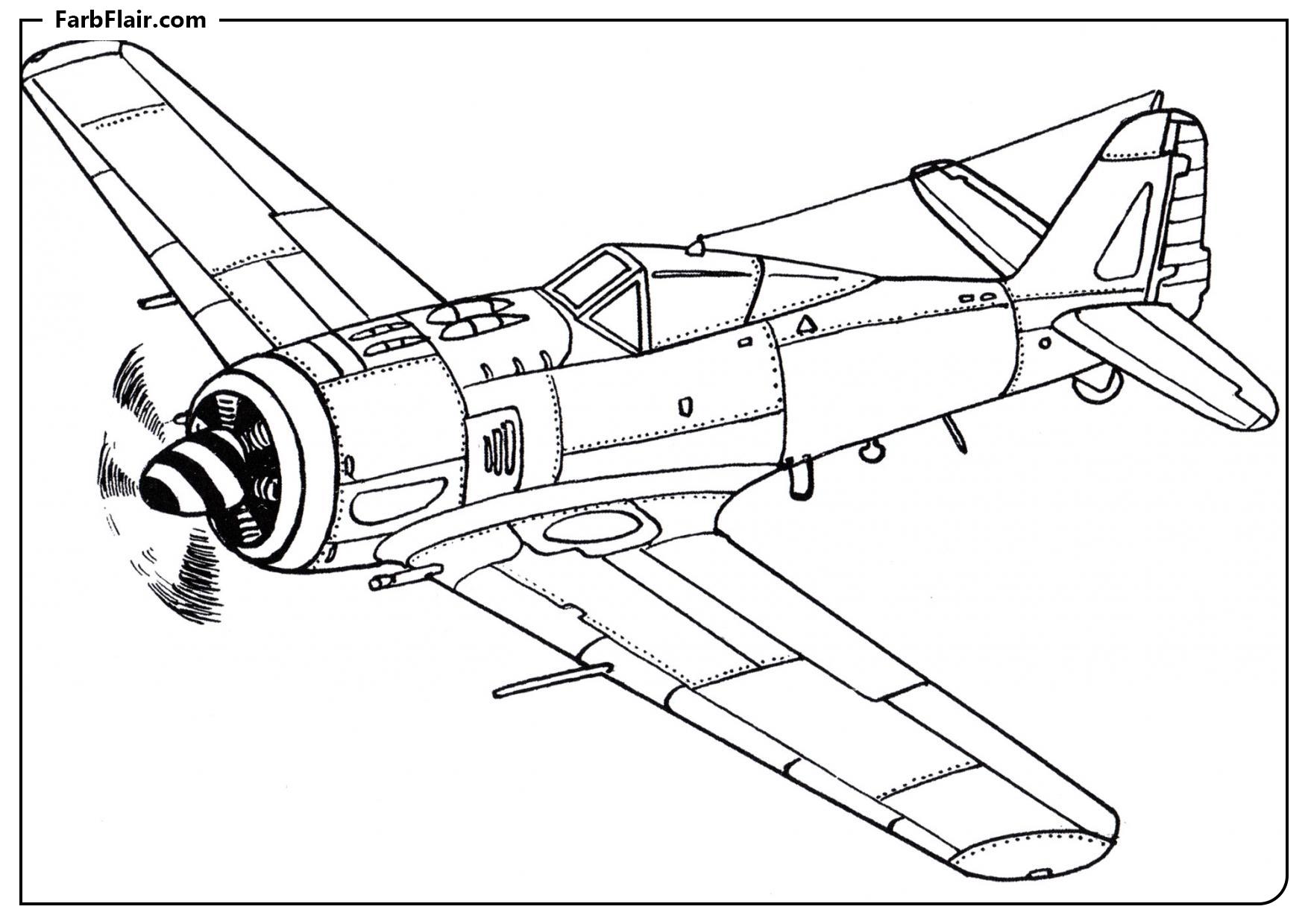 Ausmalbild Focke-Wulf Fw 190 Kostenloses