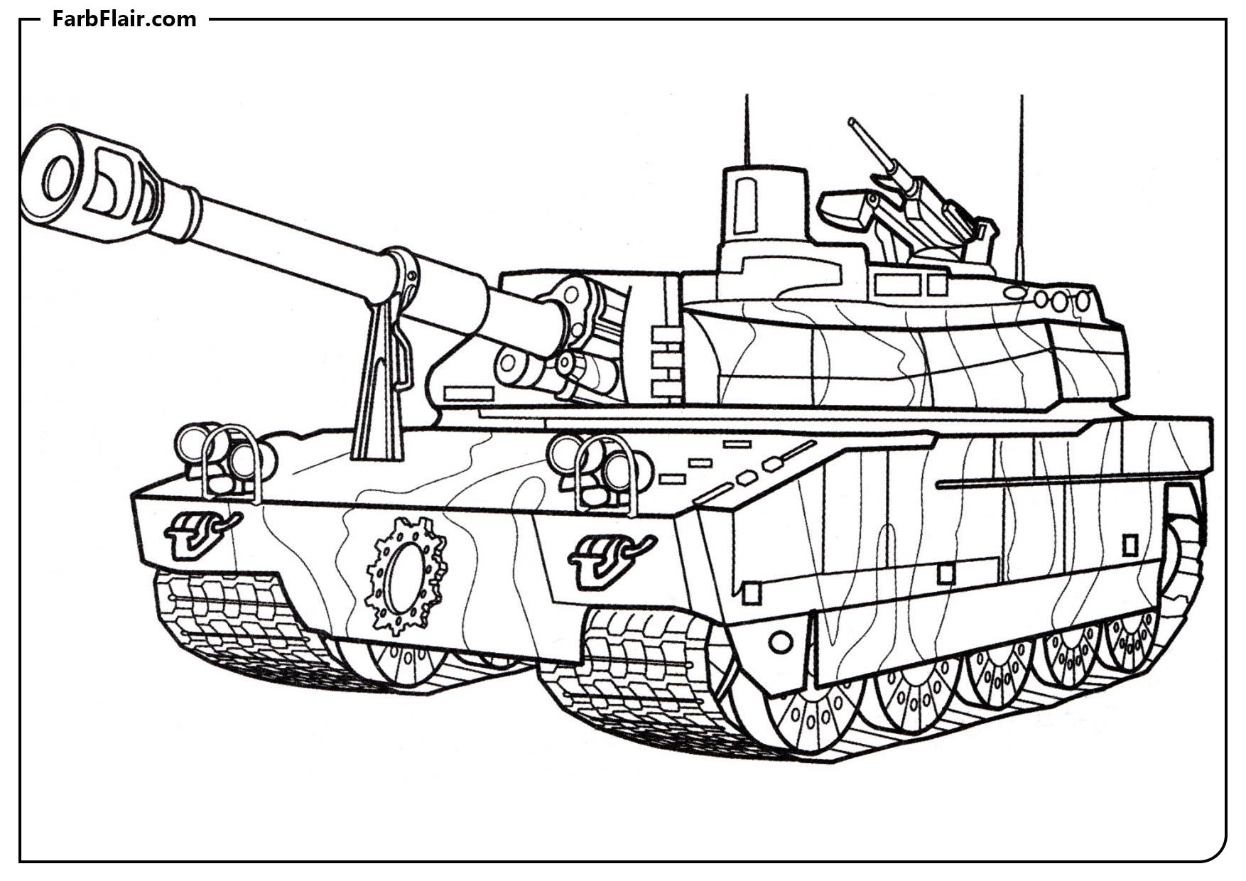 Ausmalbild Leclerc-Panzer Kostenloses