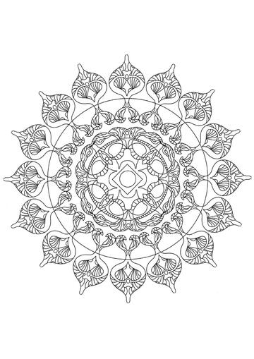 Ausmalbild Mandala Blumen des Ostens