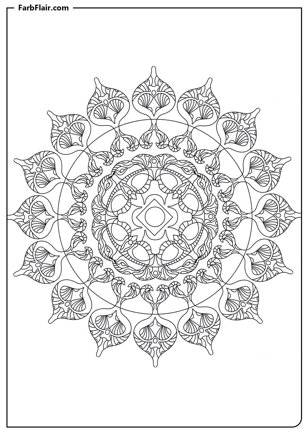 Ausmalbild Mandala Blumen des Ostens Kostenloses