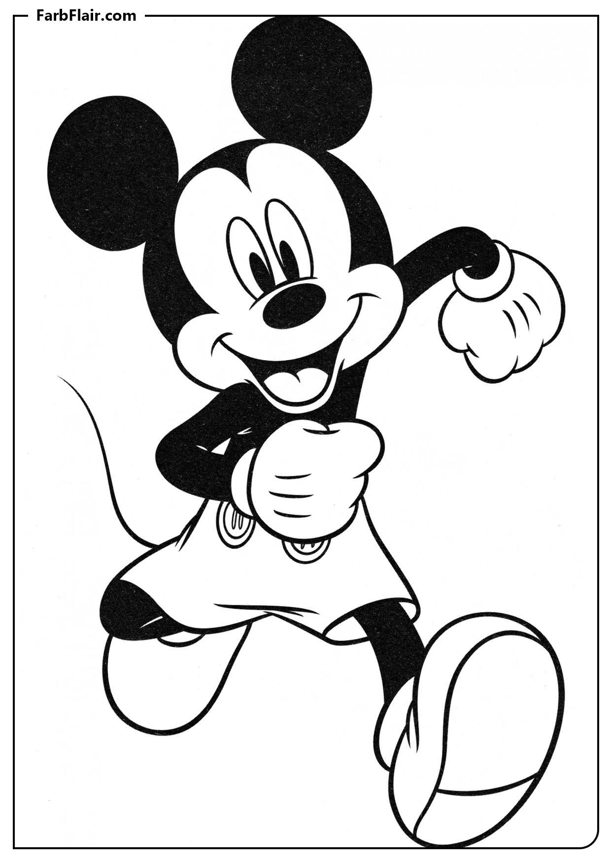 Ausmalbild Mickey Mouse läuft Kostenloses