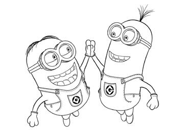 Ausmalbild Minions Stuart und Mark