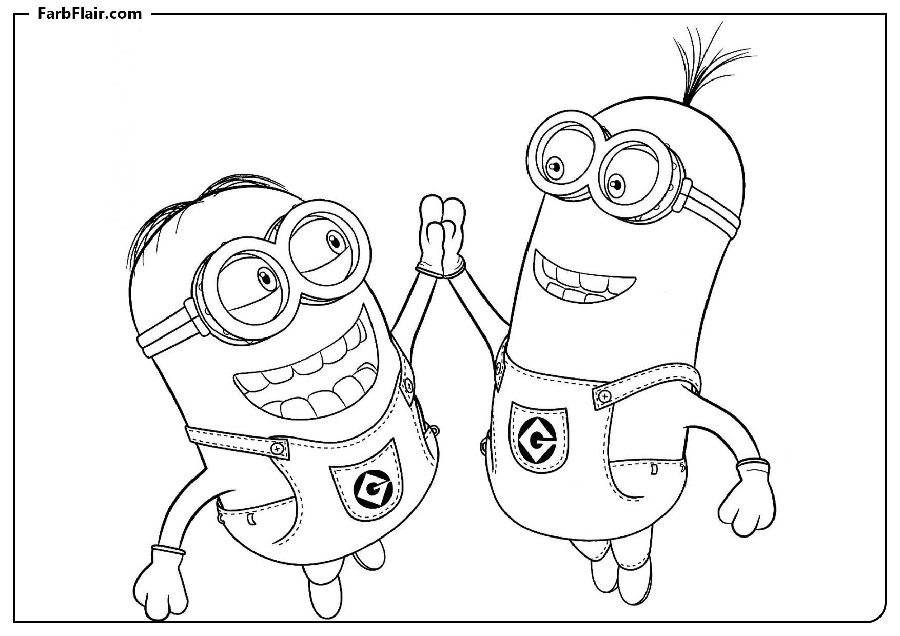 Ausmalbild Minions Stuart und Mark Kostenloses