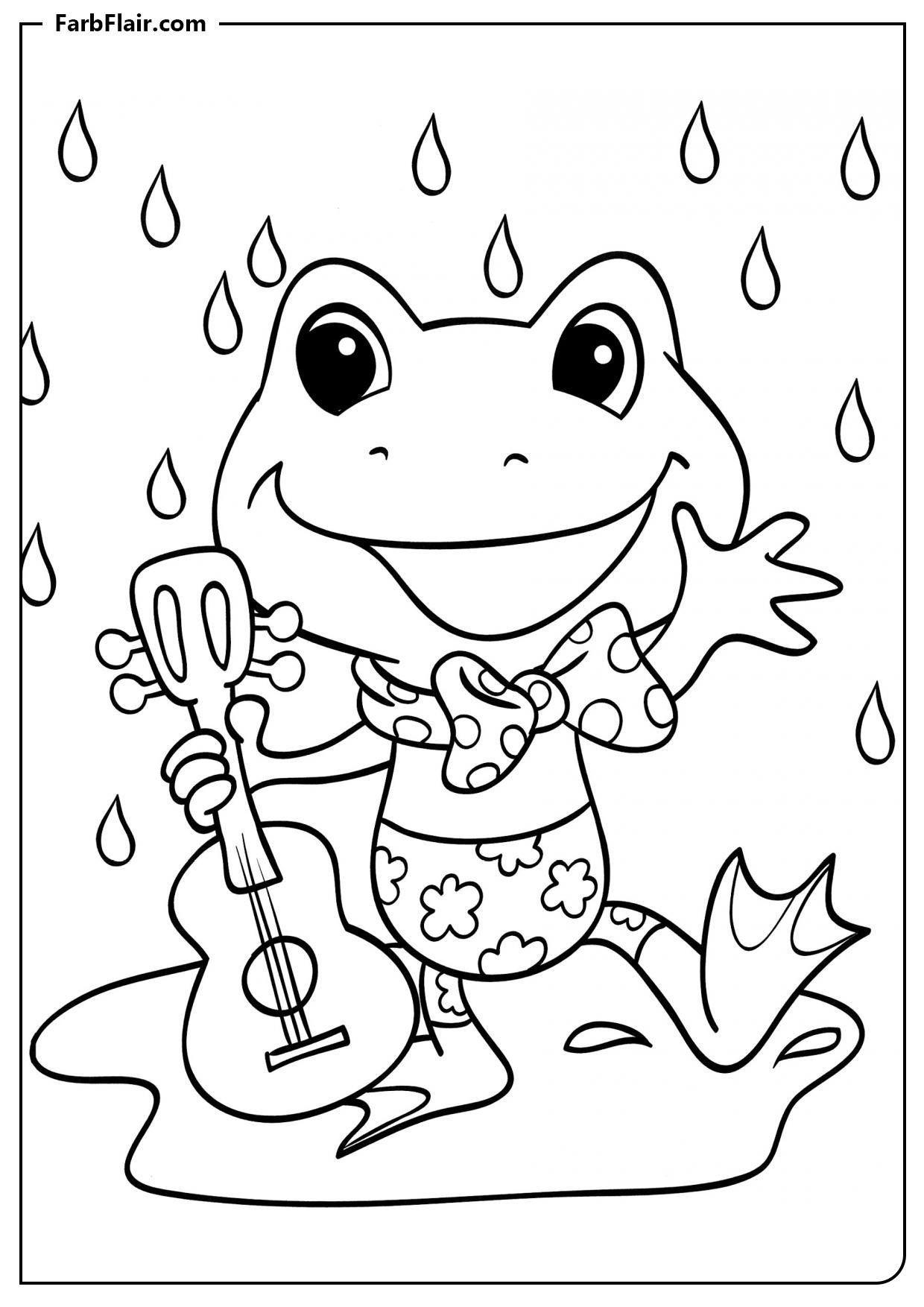 Ausmalbild Musiker-Frosch Kostenloses