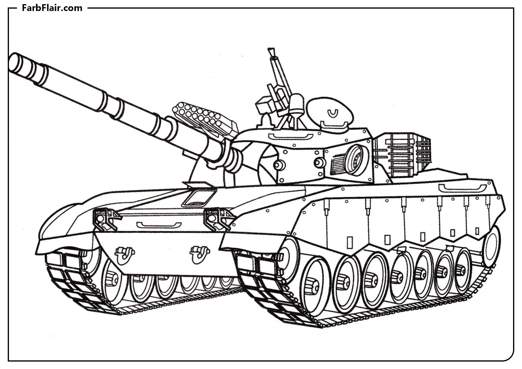 Ausmalbild Panzer T-85 Kostenloses