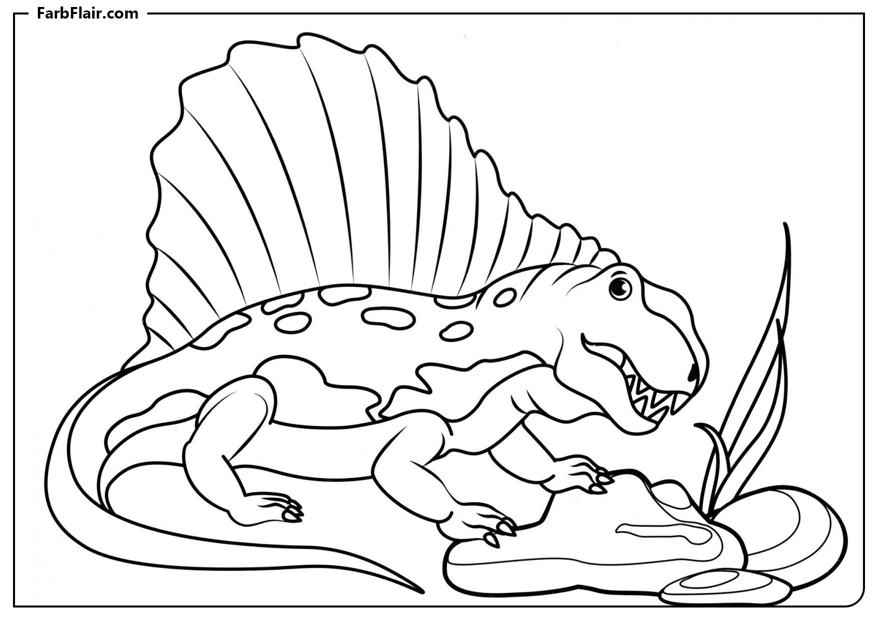 Ausmalbild Schöner Dimetrodon Kostenloses