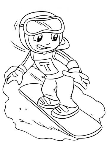 Ausmalbild Snowboarder auf seinem Board